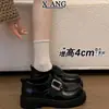 Mocassins de Couro Genuíno com Solado Grosso Sapatos Femininos 2026 Outono Novo Bico Redondo Estilo JK Japonês Britânico Sapatos Pequenos de Couro Sapatos Individuais