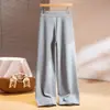 Pantalones casuales de pierna ancha hechos a medida para mujer, nuevo estilo otoño 2026, cintura elástica con cordón, corte holgado, adelgazantes, pantalones de chándal de pierna recta