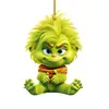 Adornos Navideños del Grinch Decoraciones Navideñas Decoraciones para Ventanas Montaje de Escena Adornos Montados en Coche de Cabello Verde