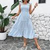 Falda Fresca y Dulce Transfronteriza Europea 2025, Vestido de Tirantes con Volantes Rayado Estilo Coreano Suave