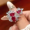 Novo anel Huayoumei rubi colorido moda alta qualidade europeu e americano feminino anel fábrica direta atacado