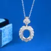 Colar de Prata Esterlina S925 com Cravação de Pedra Oval 8*10mm, Cravação de Pingente de Luxo com Diamantes Completos, Acessórios DIY Sem Gravação