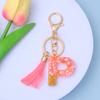 Llavero Colgante de Letra Relleno de Lámina de Oro de Piedra Rosa Colgante Colgante para Bolso Regalo para Novia
