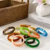 Nueva colección de pulseras de resina con degradado vintage transfronterizo para mujer, incrustadas con piedras, pulsera de borde ancho, venta al por mayor de joyería europea y americana