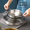 Panela de Sopa de Aço Inoxidável Comercial Duas Alças Fundo Plano Bacia para Panela Seca Ouro Estilo Coreano Espessada Panela Militar Uso Doméstico Panela para Macarrão Instantâneo