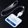 Juego de certificado de permiso de trabajo con hebilla telescópica Dezhi, tarjeta de trabajo, tarjeta de comida, tarjeta de identificación fácil de extraer, juego de tarjetas de autobús, cubierta suave