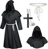 Túnica con Capucha de Cruz para Sacerdote Medieval, Múltiples Tallas, Unisex, Disfraz de Cosplay para Halloween, Dropshipping Transfronterizo