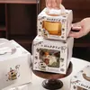 Cajas para Pasteles de 4 Pulgadas Cajas de Embalaje para Pasteles de Cumpleaños Infantiles de 4 Pulgadas y 6 Pulgadas con Asas Elevadas para Empaquetado de Pasteles y Mousses