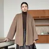 Abrigo de doble cara de lana pura, nuevo estilo otoño/invierno para mujer, de longitud media, con cierre de cinturón, estilo coreano, versátil y moderno