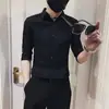 Camisa Floral Masculina de Manga Curta Seda Gelada Verão Fina Famoso Cyber Duffian Bonito Roupas de Meia-manga Marca da Moda ins Camisa de Sete Pontos