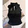 88889 Estilo Chica Caliente Delgado Moderno Sexy Malla con Cordones Halter Crop Top para Mujer Negro Espalda Descubierta Bandeau