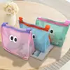 Bolsa de malla personalizada para juguetes de playa infantiles con patrón de ojos de caricatura, impermeable, multifuncional, bandolera ajustable