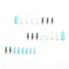 Pegatinas para uñas con temática de océano frescas: pez pequeño rojo, uñas largas a rayas azules y blancas, calcomanías de uñas lindas y removibles