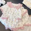 Estilo Ins Pastel Dulce Conejito Pijama Mujer Solapa Verano Manga Corta Pantalones Cortos Casual Dos Piezas Ropa de Casa