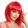 Peluca de Encaje Frontal Europea y Americana Estilo Bobo Cabello Negro Corto Peluca Fibra de Alta Temperatura Raya Media Rizo Hacia Adentro Cabello Corto Liso Venta al por Mayor