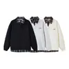 Moletom Bordado Falso de Duas Peças em Camada Dupla para Homens, Blusa de Manga Longa para Casais Primavera e Outono, Jaqueta Estilo College Americano