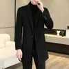 Abrigo de Lana Nuevo de Longitud Media para Hombre Elegante Casual de Negocios Chaqueta de Lana Cortavientos de Lana de Doble Cara para Hombre