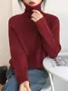 Nuevo Suéter de Estilo Coreano para Otoño e Invierno para Mujer, Jersey de Punto de Color Sólido de Cuello Alto, Estilo Holgado y Suave, Top de Mujer Estilo Perezoso
