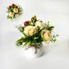 Artículos Populares Transfronterizos: Adornos de Planta en Maceta Pequeña de Cuerda de Cáñamo con Fruta Rojo Rosa, Decoración de Jardín y Patio, Decoraciones de Bonsái con Flores Artificiales y Plantas Verdes