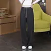 Pantalones de Chándal de Lana Esponjosa de Cintura Alta para Mujer, Colección Primavera/Otoño 2026, Color Gris, Engrosados, Corte Ajustado, Pierna Ancha, Pierna Recta