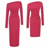 Elegante vestido negro de un solo hombro y manga larga para mujer, perfecto para otoño. Este vestido entallado que realza la figura acentúa tu cintura y caderas, creando una silueta chic y elegante.