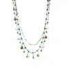 Nuevo Collar de Concha con Circonita Azul de Lujo para Mujer, Cadena Doble para Clavícula en Capas, Diseño de Nicho, Accesorio de Alta Gama
