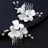 Garfo de Cabelo Flor de Cerâmica Presilha Grande Flor de Cerâmica Adorno de Cabelo de Noiva Acessórios de Cabelo Estéticos Brancos