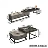 Mesa de centro italiana sala de estar hogar superficie brillante mesa de centro de placa de roca lujo ligero moderno simple apartamento pequeño madera maciza cuadrada mesa auxiliar