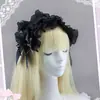Sombrero de Prom Lolita Pasador Estilo Gótico Oscuro Diadema de Malla con Encaje de Rosa Accesorio para el Cabello Adorno para la Cabeza de Halloween