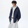 Sudadera con capucha de punto de marca de moda para hombre, sudadera con capucha de retazos versátil y holgada de alta costura para otoño, chaqueta holgada casual americana para pareja