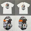Camiseta unisex de manga curta da marca tendência BAPE, co-branded com design de camuflagem de cabeça de macaco, caimento solto de alta qualidade