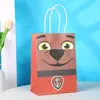 Bolsa de regalo de cumpleaños, bolsa de papel kraft de dibujos animados, bolsa de embalaje para llevar, bolsa para envolver regalos de fiesta infantil, bolso