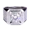 Anillo masculino de lujo tiránico dominante con incrustaciones de diamantes completos, anillo de diamantes color D, anillo chapado en plata de oro de 18 quilates, regalo para dios masculino