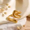 Moda Europeia e Americana Estrela de Quatro Pontas Simples Geométrico Vazado Anel para Mulheres Personalidade Tendência Aberto Ajustável Titânio Aço Anel de Dedo