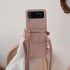 Capa de telefone com suporte para cartão Samsung ZFlip3, capa de couro dobrável com alça cruzada ZFlip4, 5