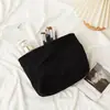 Bolsa de lona de pana de gran capacidad para mujer, estilo coreano, para guardar loción, cepillo, neceser portátil, bolsa de lona para cosméticos