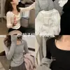 Camiseta Básica Casual 90888 Gola Redonda Moda com Fio Manga Longa Quente Escovada para Mulheres