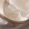 Coreia do Sul Dongdaemun novo anel geométrico simples e bonito feminino Temperamento de celebridade da internet Conjunto de anéis com micro cravação de strass Atacado
