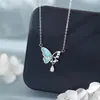 Colar Borboleta Vazada Luminosa de Prata de Lei S999 A Bao Design Fresco Personalidade Versátil Corrente para Clavícula Pingente Dropshipping