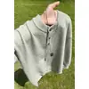 Suéter de tricô Henley retrô com botões para homens, estilo casual high-street de outono, peso pesado, caimento solto, top casual para casais