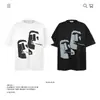 Camiseta Unisex de Manga Corta Algodón Puro Pesado Estampado de Personaje Abstracto Marca de Moda Ajuste Holgado Comercio Exterior Transfronterizo Top Venta al por Mayor