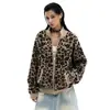 Suéter Cardigan Americano com Estampa de Leopardo e Gola Alta para Homens e Mulheres Outono e Inverno Estilo Preguiçoso Solto Malha Versátil Jaqueta Casual Tendência