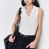 Colete de Verão Slim Curto com Miçangas de Alta Qualidade, 14 Agulhas, Estilo Francês Sem Mangas, Suéter de Tricô da Moda para Mulheres