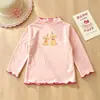 Blusa de segunda pele para meninas estilo primavera e outono 2026 gola semi-alta roupa de bebê menina blusa de outono camiseta infantil de manga comprida