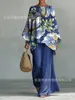 Conjunto de Duas Peças Moda Casual Elegante Estampado Novo Estilo Transfronteiriço Camiseta de Gola Redonda Manga Longa + Calça Flare para Mulheres