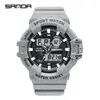 Reloj SANDA para estudiantes, doble pantalla, textura de mezclilla, reloj electrónico multifuncional, reloj electrónico deportivo impermeable transfronterizo