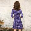 Vestido de una pieza con estampado de lunares y cuello en V, retazos, cintura entallada, para vacaciones, Pgdvf2025, Vestido cruzado, Verano, Estilo nuevo