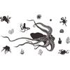 Nuevo FX-B266 - Adhesivo decorativo autoadhesivo para pared, diseño de pulpo submarino en color sólido para baño, dormitorio y entrada.