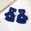 Guantes de dedo medio para niños otoño e invierno niños medio dedo cálidos lindos estudiantes de primaria escritura guantes de punto de doble propósito al por mayor