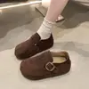Zapatos de cuero sin cordones con hebilla, cobertura total, nuevo estilo casual retro de otoño 2026, zapatos para mujer con plataforma estilo Birkenstock